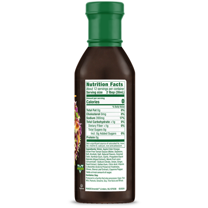 Asian Dressing bottle nutrition facts panel