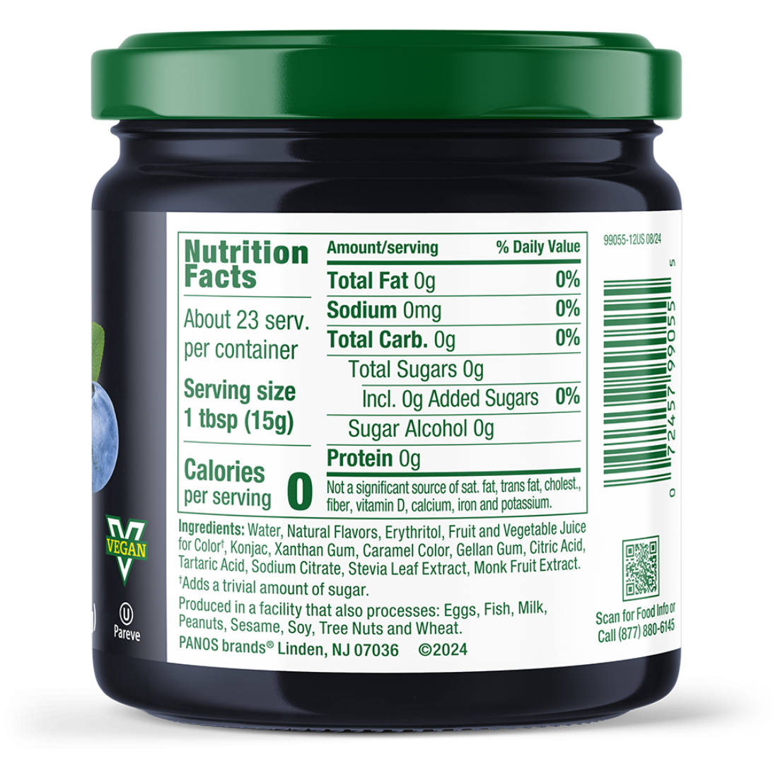 Blueberry Fruit Spread nutrition facts panel