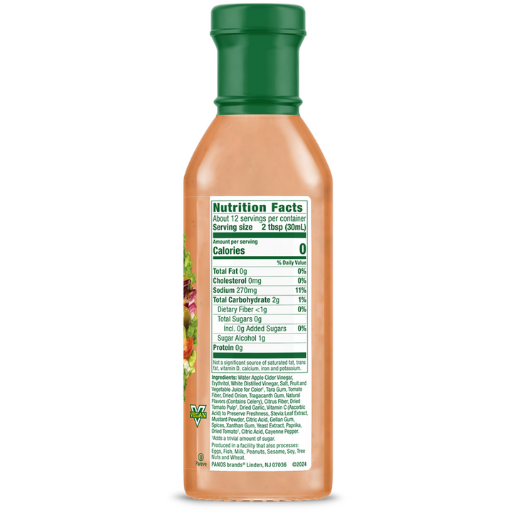 French Dressing bottle nutrition facts panel
