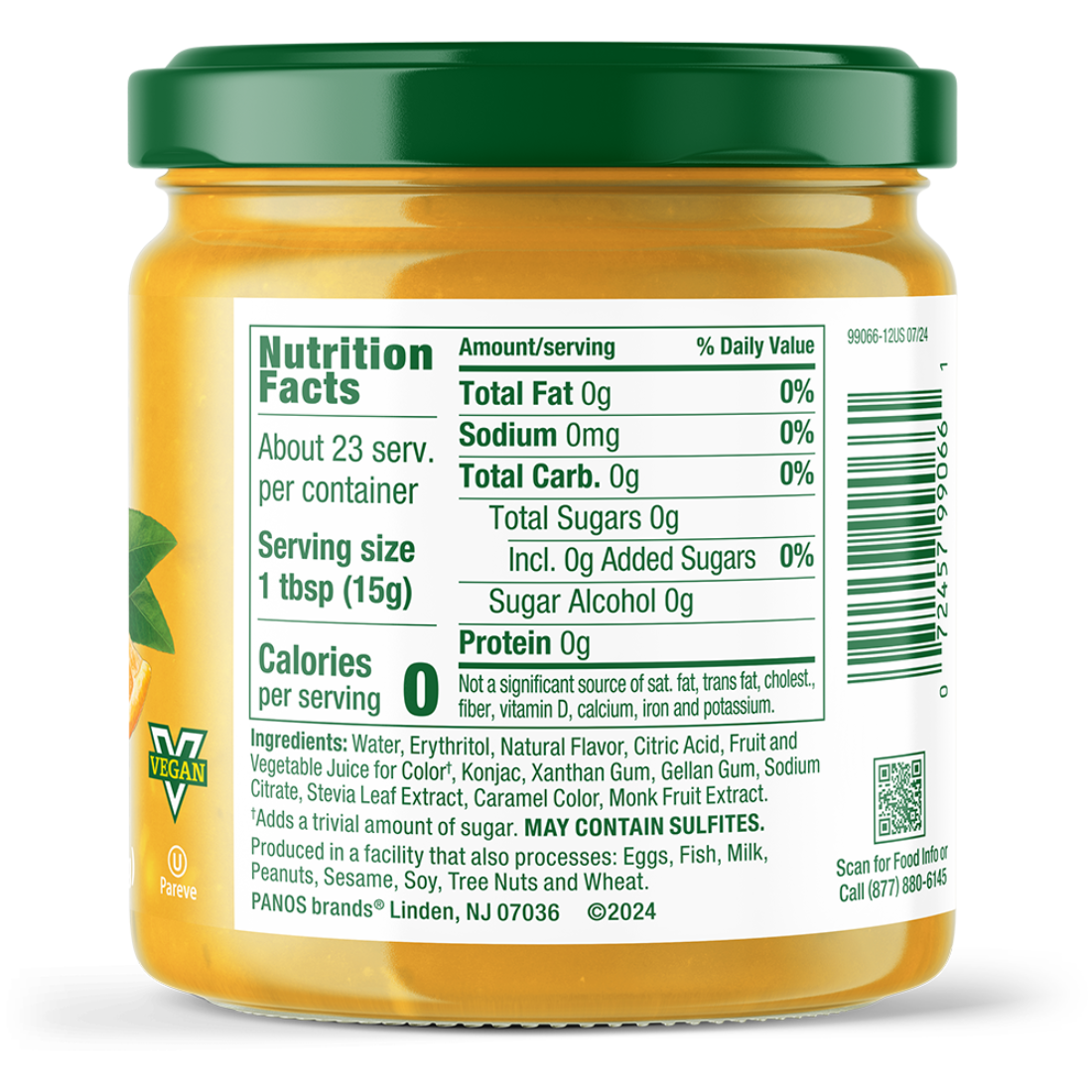 Orange Marmalade Fruit Spread nutrition facts panel