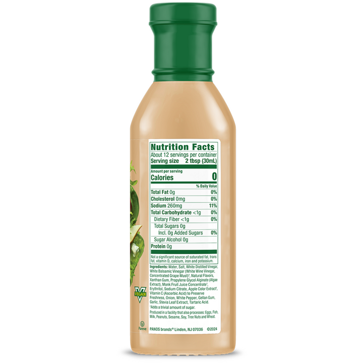 Pear White Balsamic bottle nutrition facts panel