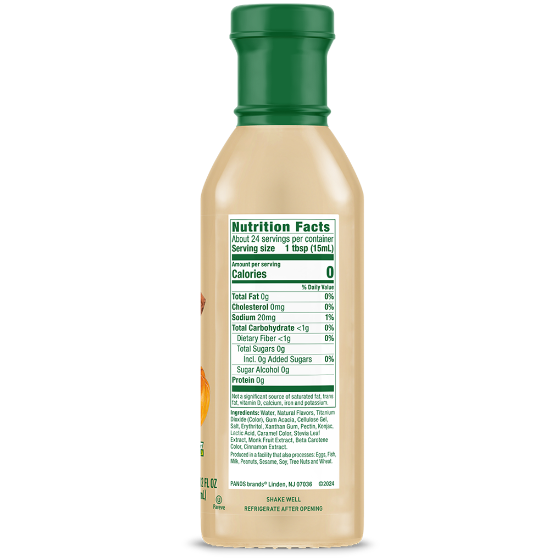 Pumpkin Spice Creamer Bottle Nutrition Panel