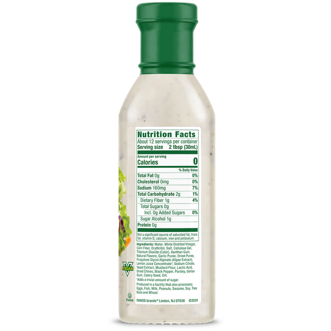Ranch Dressing bottle nutrition facts panel