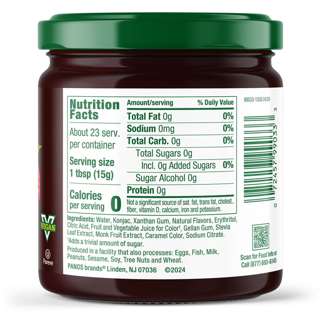 Raspberry Fruit spread nutrition facts panel