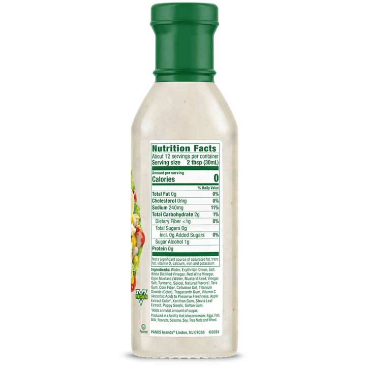 Sweet Onion Dressing bottle nutrition facts panel