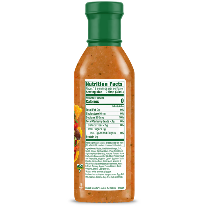 Zesty Italian Dressing bottle nutrition facts panel